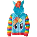 Barn Flickor Pojkar My Little Pony Regnbåge Hoodie Jacka Vingar Randig Sweatshirt Twilight Dash Huvtröja Blue 8-9 Years