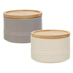 Pack of 2 Fenwick 380ml Stoneware Kitchen Food Jars Coffee Sugar Tea Canisters