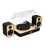 House of Marley Revolution Platine Vinyle Bluetooth avec Enceintes Bibliothèque 8W - Tourne Disque, Matériaux Recyclés, Lecteur Vinyle avec Couvercle, Installation Facile