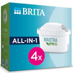 BRITA Filtre à eau robinet MAXTRA PRO All-in-1 lot de 4 filtres - Réduit le chlore, le calcaire, le PFAS et les métaux, filtre original compatible avec le verrou d'eau filtrant BRITA