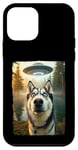 Coque pour iPhone 12 mini Funny Husky UFO Encounter Hilarious Husky Dog Selfie Aliens