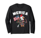 Merica Christmas Shirt Patriotic Veteran Santa Bald Eagle Long Sleeve T-Shirt