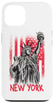 Coque pour iPhone 13 New York Statue de la Liberté Drapeau USA Big Apple NYC