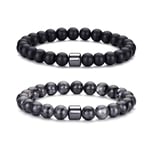 Bracelet œil de tigre pour hommes, ensemble de bracelets de perles en pierre naturelle de 8MM, bracelets extensibles en pierre de lave, réglables, en perles de cristal noir, cadeaux pour hommes