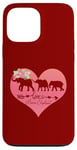 Coque pour iPhone 13 Pro Max Cœur floral rose foncé Mama éléphant deux bébés veaux