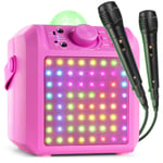 Karaoke Bluetooth Party Speaker with Microphones & LED Jelly Ball - KAR55 Pink