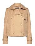 Lauren Ralph Lauren Short Double-Breasted Twill Trench Coat Beige