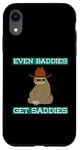 Coque pour iPhone XR Even Baddies Get Saddies Funny Sloth Cowboy Blague