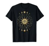 Moon Phases Sun Third Eye Zodiac Wheel Of The Year Pagan T-Shirt