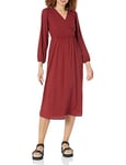 Amazon Essentials Robe midi légère en georgette à manches longues avec col en V (disponible en grande taille) Femme, Bordeaux, 5XL Grande Taille