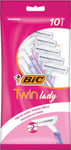 Pack of 10 BIC Twin Lady, Disposable Razors with 2 Stainless Steel