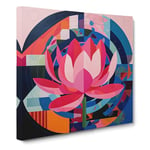 Lotus Flower Constructivism No.6 Canvas Wall Art Print Ready to Hang, Framed Picture for Living Room Bedroom Home Office Décor, 50x50 cm (20x20 Inch)