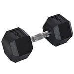 HOMCOM Haltère courte poids 15 Kg - Haltère hexagonale entraînement musculaire & haltérophilie - métal caoutchouc noir