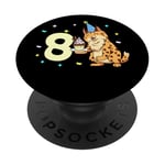 Je suis 8 avec lynx - anniversaire enfant 8 ans PopSockets PopGrip Adhésif