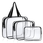 Aucuu 3PCS Trousse de Toilette Transparente, Kit de Voyage pour l’Avion, PVC Étanche Trousse de Maquillage Voyage, Sac de Rangment pour Voyage Avion Transparente Sac Cosmétiques pour Homme et Femme