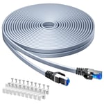 Cat 8 Câble Ethernet 25M, Câble Réseau Lan Gigabit Rj45 Plat Haut Débit, Tressé Cable Internet 40Gbps 2000Mhz Compatible Avec Pc, Routeurs, Modems[Q3917]