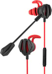 Écouteurs Intra-Auriculaires Gaming, Écouteurs Intra-Auriculaires Avec Câble Et Microphone, Gaming Multiplateforme, Gaming Pour Ps4, Pc, Xbox, Pubg, Professionnel Casque Gaming De 3,5 Mm (Rouge)