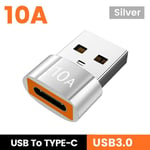 10a Usb3.0 Otg Adaptateur Type-C Adaptateur Connecteur Convertisseur Pour Macbook Pro Air Samsung Xiaomi Ordinateur Portable Usb-C Adaptateur Tipo C - Type Silver C-U 1pc