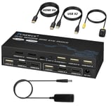 Switch Kvm Hdmi 2 Écrans 2 Pc, 4K@60Hz Commutateurs Kvm 2 Entrées 2 Sorties Pour Brancher 2 Pc Sur 2 Écrans, Usb 2.0, Hdmi 2.0, Hdcp2.2, Avec Télécommandes Filaire[PCZ230016]