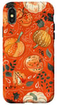 Coque pour iPhone X/XS Orange Paisley Citrouille Motif Automne Décor