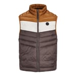 Jack & Jones Mens Sleeveless Gilet – Zipper Closure and High Neck - Brown - Size Medium