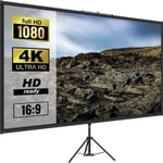 Projektionsduk med stativ VEVOR 100" - 16:9 HD - 4K - 160° - Polyester - Aluminiumlegering