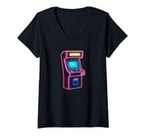 Womens Arcade Machine Vintage 80s 90s Retro Vaporwave Aesthetic V-Neck T-Shirt