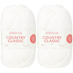 Sirdar Country Classic 4 Ply, White (950), 50g (Pack of 2)