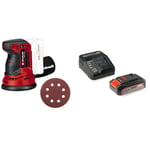 Einhell Ponceuse excentrique TE-RS 18 Li - Solo Power X-Change (Variateur électronique, Système auto-agrippant, Livré avec 1 feuille abrasive) avec Chargeur et Batterie 2,5Ah