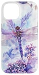 iPhone 14 Dragonfly Surrounded by Lilac Flowers and Leaves Case