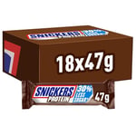 Snickers Chocolate Protein Bars, Milk Chocolate, Peanut Butter & Caramel, 18 x 47g, Bulk Chocolate Box, Ideal Chocolate Snacks, or High Protein Bar Post-Workout