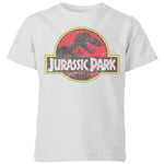 Jurassic Park Logo Vintage Kids' T-Shirt - Grey - 9-10 Years - Grey