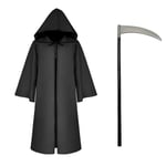 Grim Reaper Hook Sickle Kids Final Destination Cosplay Carnival Halloween Costume For Kids Witch Plague Doctor Reaper Of Death -a Suit with Sickle S (Adult)