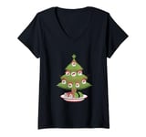 Womens Funny Christmas Tree Love Sushi Tree Sushi Lover Sushi Memes V-Neck T-Shirt