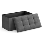 SONGMICS Banc de Rangement, Pouf Pliable, 38 x 76 x 38 cm, Bout de Lit, Repose-pieds, Coffre de Rangement, Charge jusqu'à 300 kg, pour Salon, Chambre, Entrée, Gris Foncé LSF47K