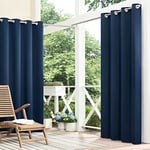 Eclipse Bradford Rideau d'extérieur occultant imperméable à Isolation Thermique avec œillets pour terrasse ou porche (1 Panneau), 132,1 x 241,3 cm, Bleu Marine