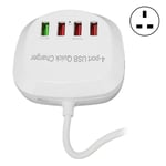 4-porttinen USB-laturiasema 36 W QC3.0 pikalaturi matkapuhelintabletille 110-240VUK Plug