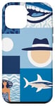 iPhone 12 mini Blue Beachy Collage Art - Cute Coquette and Preppy Aesthetic Case