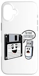 Coque pour iPhone 16 Plus Disquette vers clé USB 90s 00s Ordinateur Drôle Geek Joke