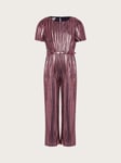 Monsoon Kids' Metallic Plisse Jumpsuit, Rose Gold