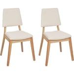 Beliani - Lot de 2 Chaises en Bois Clair Salle à Manger Dossier et Assise Rembourrés Beige Clair Merrill