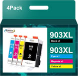 903XL Lot de 4 Cartouches d'encre compatibles avec HP 903 XL 903XL et HP Offic6950 6951 6960 6970 6974 (Noir,Cyan,Magenta,Jaune)