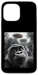 Coque pour iPhone 13 Pro Max Gorilla Selfie avec Alien OVNI pour hommes, femmes, garçons, filles, enfants