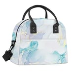 Clastyle Sac Isotherme Repas Femme Bleu Marbre, Sac Gamelle Travail Portable mit Bandouliere pour Pique Nique