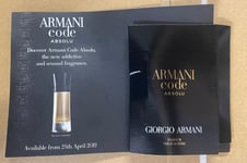 ARMANI CODE ABSOLU PARFUM SPRAY 1.2ML X 9 TOTAL 10.8 AND GIFT BAG