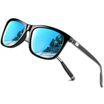 KANASTAL Lunettes de Soleil Homme Femme Polarisées Lunettes de Soleil Rectangulaires Mode Lunette Miroir Bleu Classique Rétro Avec Protection UV400 pour Conduite Pêche Golf Ski