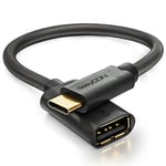 deleyCON Câble Adaptateur USB-C vers USB-A OTG - USB C Mâle vers USB A Femelle - pour PC Ordinateur Portable Tablette Smartphone 20cm - Noir