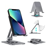 Lugege Adjustable Cell Phone Stand, Aluminum Portable 360°Rotating Base,Heavy Duty Foldable Stand Compatible with iPhone 13/12/11/Xr/7/8,Samsung Galaxy Smartphones,iPad