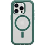 OtterBox iPhone 15 Pro (Only) Defender Series XT Clear Case - VELVET EVERGREEN (Clear), screenless, rugged, snaps to MagSafe, lanyard attachment