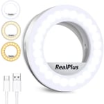 Selfie Ring Light, Clip-on Ring Light [Laddningsbar] med 3 Färger & 40 LED, Dimbar Selfie Light för Telefon, Surfplatta, Laptop, Zoom-möte